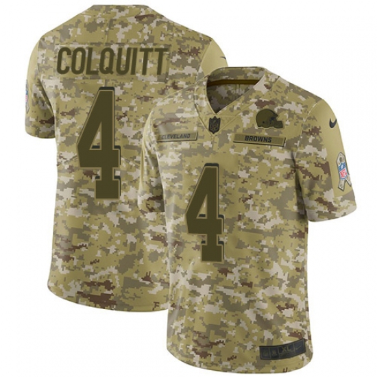 Men's Nike Cleveland Browns 4 Britton Colquitt Limited Camo 2018 Salute to Service NFL Jersey