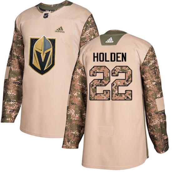 Youth Adidas Vegas Golden Knights 22 Nick Holden Authentic Camo Veterans Day Practice NHL Jersey