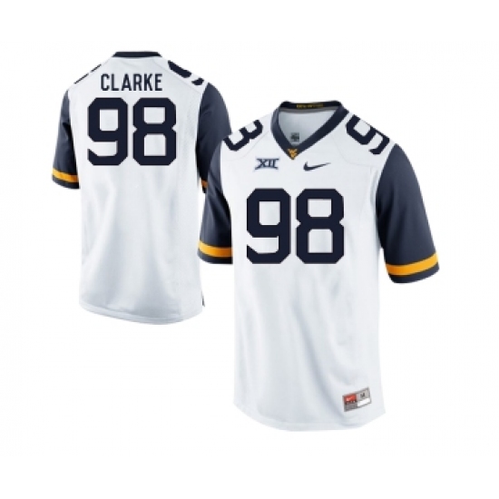 West Virginia Mountaineers 98 Will Clarke White College Football Jersey