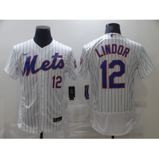 Men's Nike New York Mets 12 Francisco Lindor White Elite Jersey