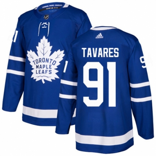 Men's Adidas Toronto Maple Leafs 91 John Tavares Authentic Royal Blue Home NHL Jersey