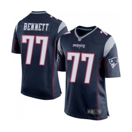 Men's New England Patriots 77 Michael Bennett Game Navy Blue Team Color Football Jersey