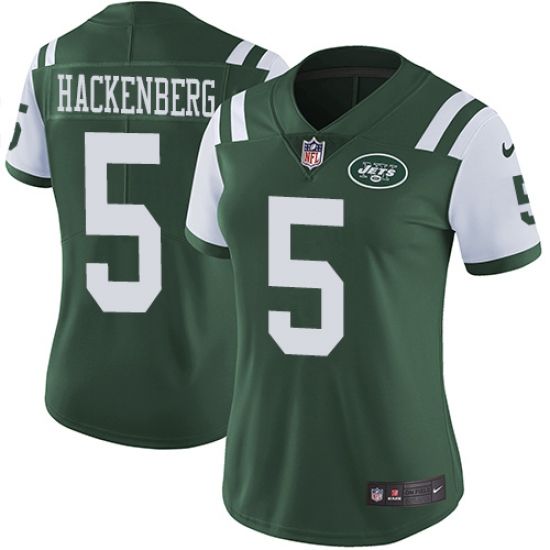 Women's Nike New York Jets 5 Christian Hackenberg Elite Green Team Color NFL Jersey