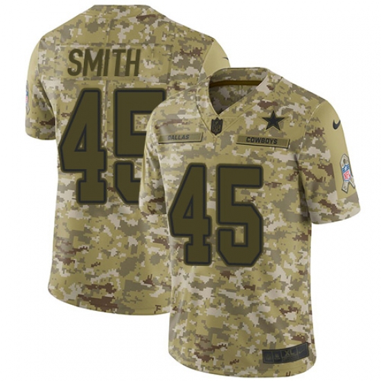 Youth Nike Dallas Cowboys 45 Rod Smith Limited Camo 2018 Salute to Service NFL Jersey