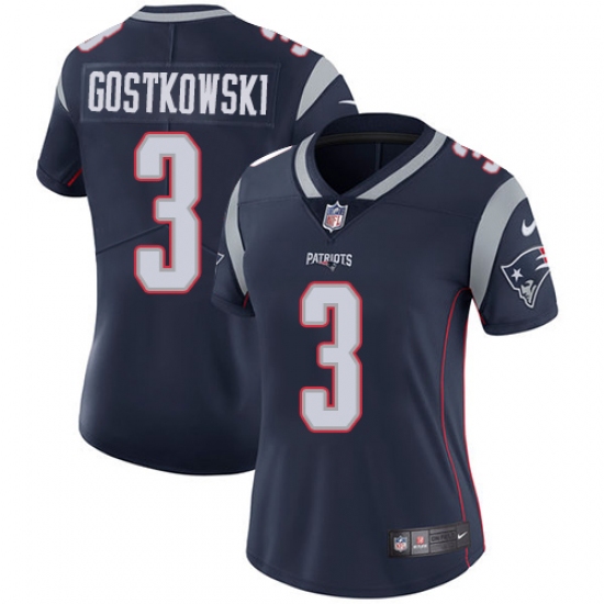 Women's Nike New England Patriots 3 Stephen Gostkowski Navy Blue Team Color Vapor Untouchable Limited Player NFL Jersey