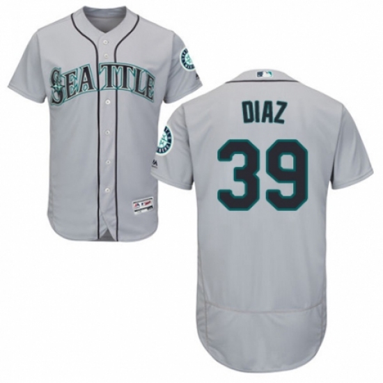 Men's Majestic Seattle Mariners 39 Edwin Diaz Grey Road Flex Base Authentic Collection MLB Jersey