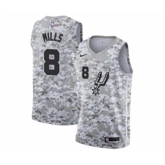 Men's San Antonio Spurs 8 Patty Mills White Swingman Jersey - Earned Edition