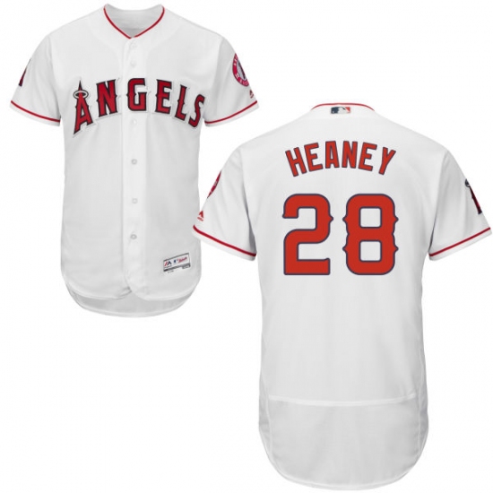 Men's Majestic Los Angeles Angels of Anaheim 28 Andrew Heaney White Home Flex Base Authentic Collection MLB Jersey