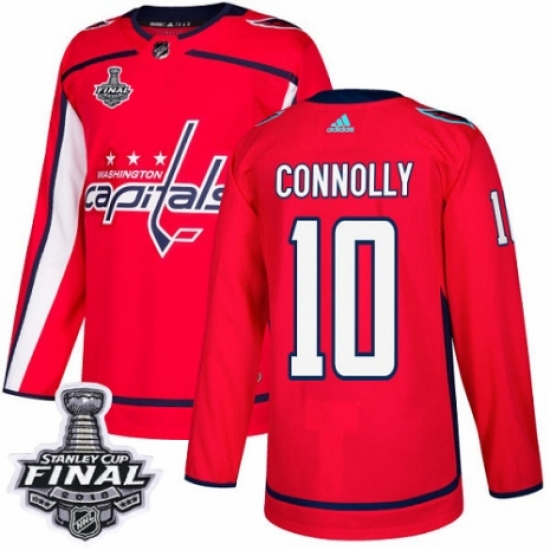 Men's Adidas Washington Capitals 10 Brett Connolly Authentic Red Home 2018 Stanley Cup Final NHL Jersey