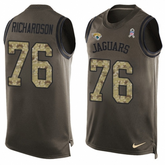 Men's Nike Jacksonville Jaguars 76 Will Richardson Limited Green Salute to Service Tank Top NFL Jersey