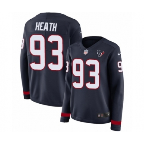 Women's Nike Houston Texans 93 Joel Heath Limited Navy Blue Therma Long Sleeve NFL Jersey