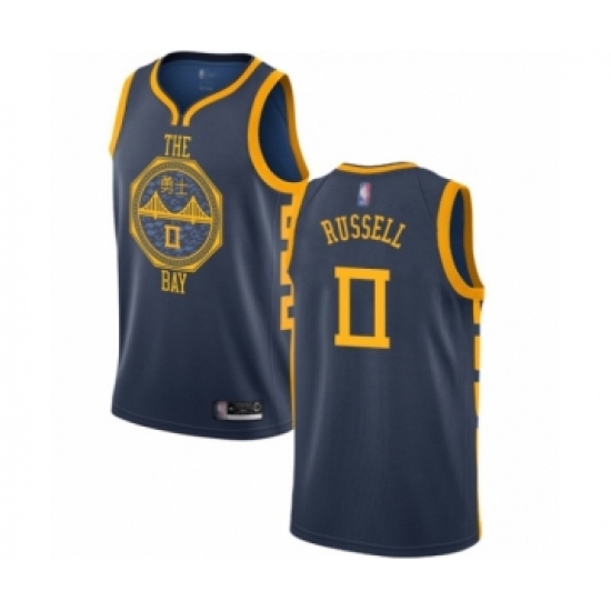 Men's Golden State Warriors 0 D'Angelo Russell Authentic Navy Blue Basketball Jersey - City Edition