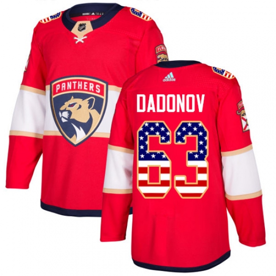Men's Adidas Florida Panthers 63 Evgenii Dadonov Authentic Red USA Flag Fashion NHL Jersey