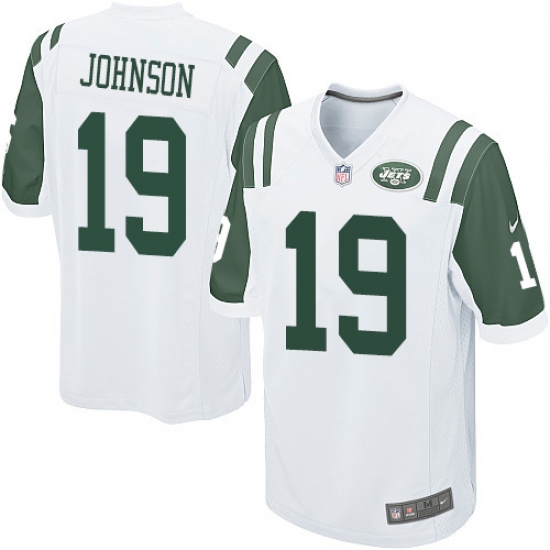 Men's Nike New York Jets 19 Keyshawn Johnson Game White NFL Jersey