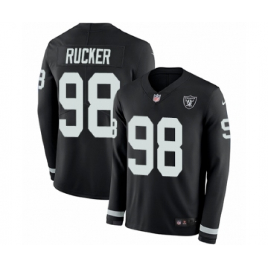 Youth Nike Oakland Raiders 98 Frostee Rucker Limited Black Therma Long Sleeve NFL Jersey