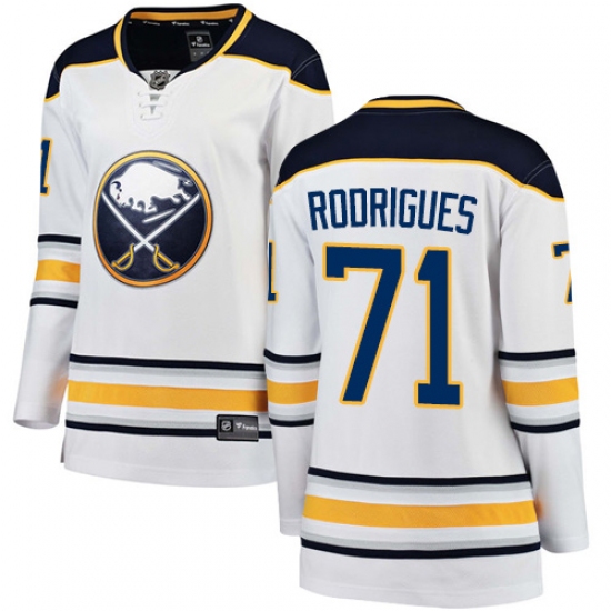 Women's Buffalo Sabres 71 Evan Rodrigues Fanatics Branded White Away Breakaway NHL Jersey