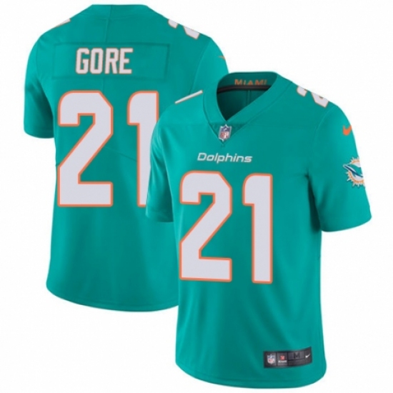 Youth Nike Miami Dolphins 21 Frank Gore Aqua Green Team Color Vapor Untouchable Limited Player NFL Jersey