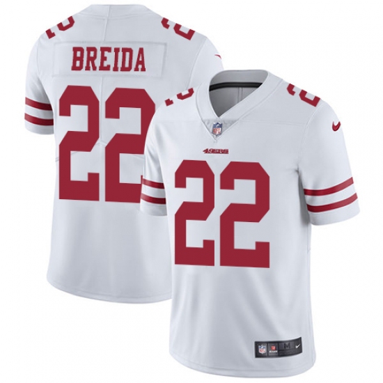 Men's Nike San Francisco 49ers 22 Matt Breida White Vapor Untouchable Limited Player NFL Jersey