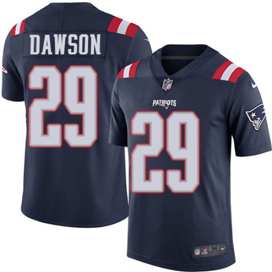 Men's Nike New England Patriots 29 Duke Dawson Limited Navy Blue Rush Vapor Untouchable NFL Jersey