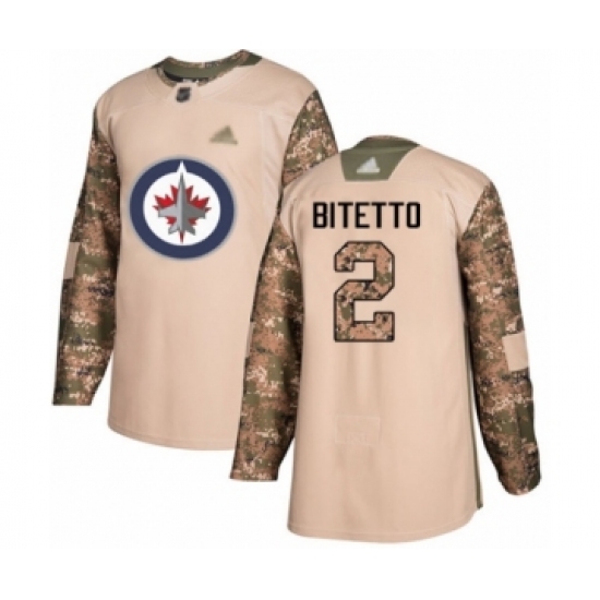 Youth Winnipeg Jets 2 Anthony Bitetto Authentic Camo Veterans Day Practice Hockey Jersey