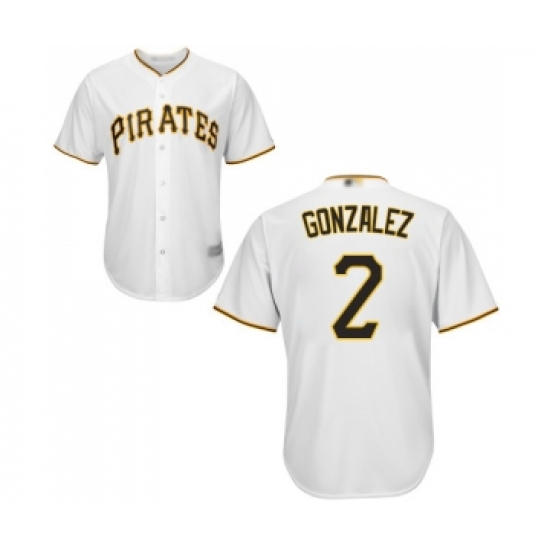 Men's Pittsburgh Pirates 2 Erik Gonzalez Replica White Home Cool Base Baseball Jersey
