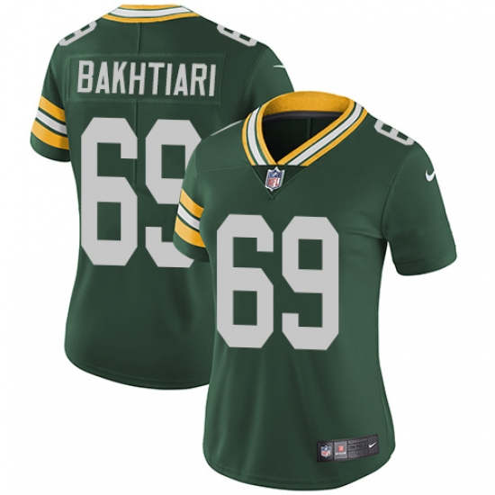 Women's Nike Green Bay Packers 69 David Bakhtiari Green Team Color Vapor Untouchable Limited Player NFL Jersey