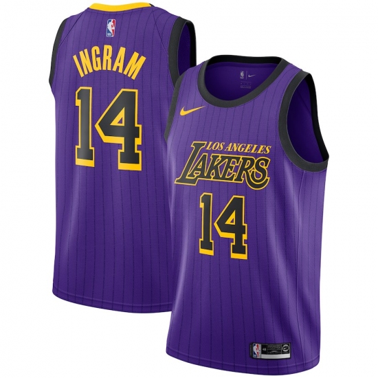 Men's Nike Los Angeles Lakers 14 Brandon IngramPurple stripe NBA Jersey