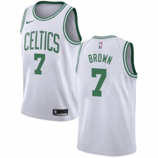 Men's Nike Boston Celtics 7 Jaylen Brown Authentic White NBA Jersey - Association Edition