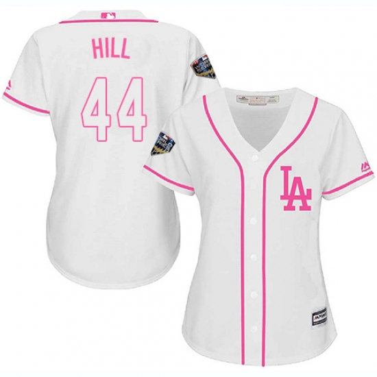 Women's Majestic Los Angeles Dodgers 44 Rich Hill Authentic White Fashion Cool Base 2018 World Series MLB Jersey