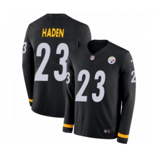 Men's Nike Pittsburgh Steelers 23 Joe Haden Limited Black Therma Long Sleeve NFL Jersey