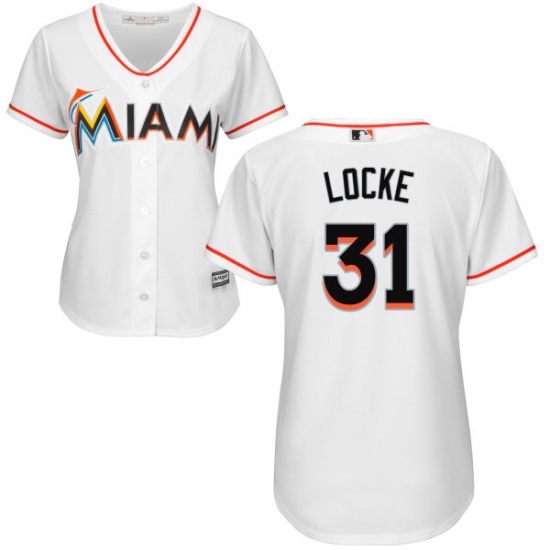 Women's Majestic Miami Marlins 31 Jeff Locke Authentic White Home Cool Base MLB Jersey