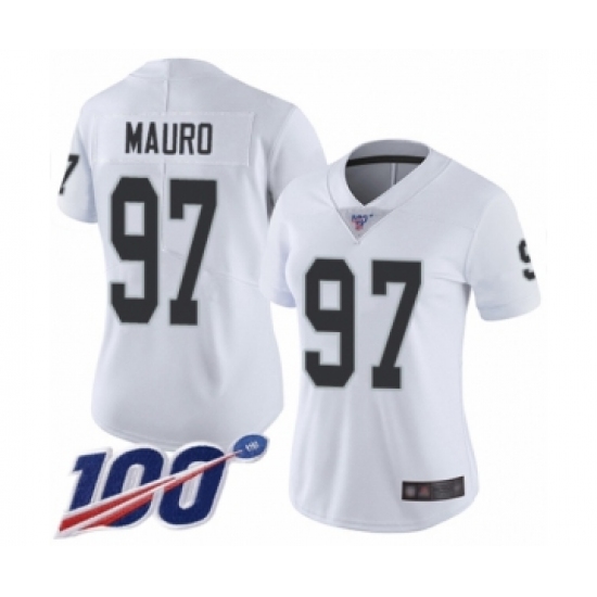 Women's Oakland Raiders 97 Josh Mauro White Vapor Untouchable Limited Player 100th Season Football Jersey