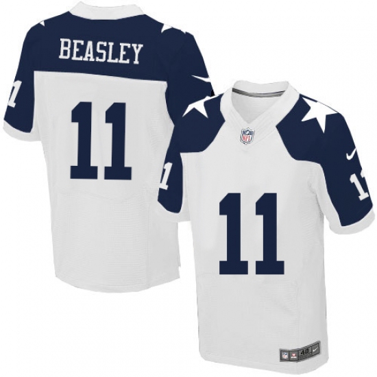 Men's Nike Dallas Cowboys 11 Cole Beasley Elite White Throwback Alternate NFL Jersey
