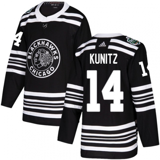 Youth Adidas Chicago Blackhawks 14 Chris Kunitz Authentic Black 2019 Winter Classic NHL Jersey