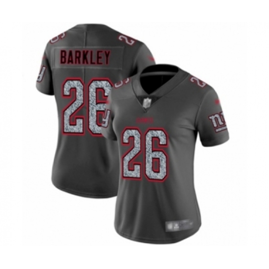 Women's New York Giants 26 Saquon Barkley Limited Gray Static Fashion Football Jersey