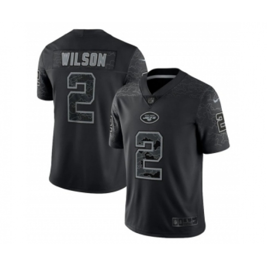 Men's New York Jets 2 Zach Wilson Black Reflective Limited Stitched Jersey