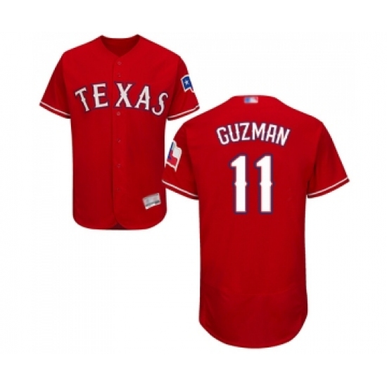 Men's Texas Rangers 11 Ronald Guzman Red Alternate Flex Base Authentic Collection Baseball Jersey