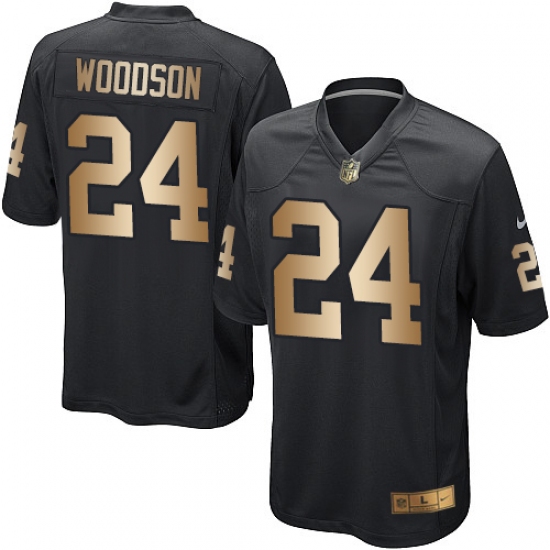 Youth Nike Oakland Raiders 24 Charles Woodson Elite Black/Gold Team Color NFL Jersey