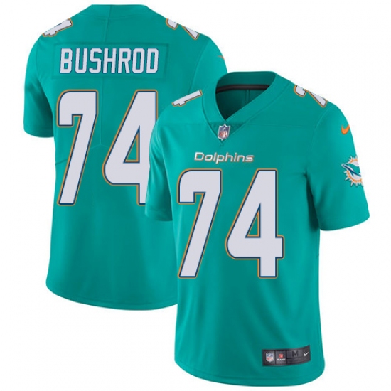 Youth Nike Miami Dolphins 74 Jermon Bushrod Elite Aqua Green Team Color NFL Jersey