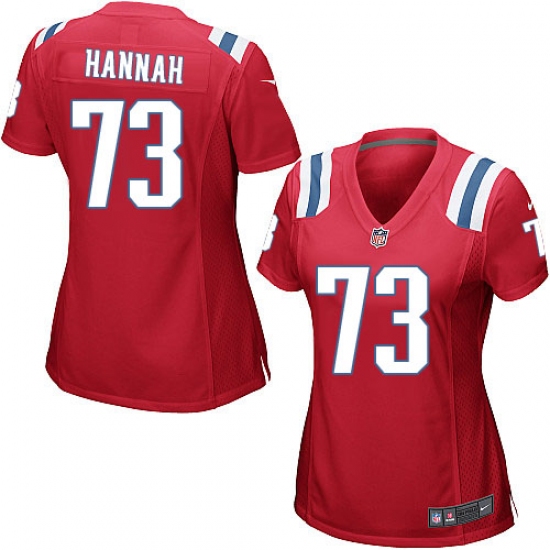 Women's Nike New England Patriots 73 John Hannah Game Red Alternate NFL Jersey