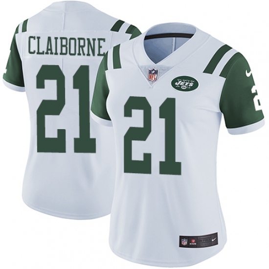 Women's Nike New York Jets 21 Morris Claiborne White Vapor Untouchable Limited Player NFL Jersey