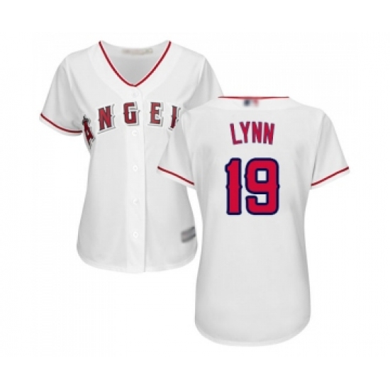 Women's Los Angeles Angels of Anaheim 19 Fred Lynn Replica White Home Cool Base Baseball Jersey