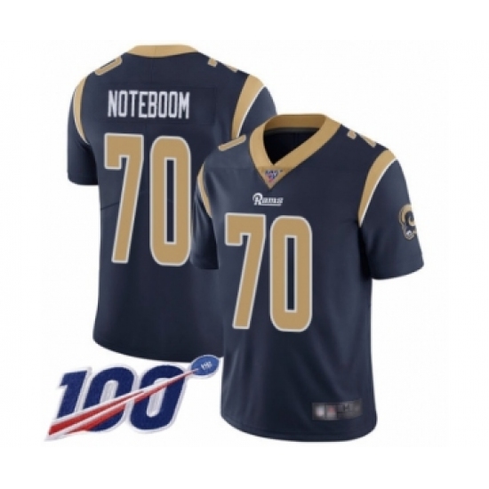 Youth Los Angeles Rams 70 Joseph Noteboom Navy Blue Team Color Vapor Untouchable Limited Player 100th Season Football Jersey