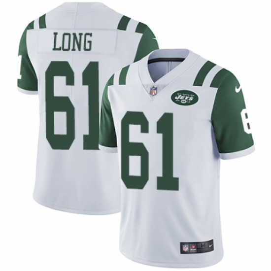 Men's Nike New York Jets 61 Spencer Long White Vapor Untouchable Limited Player NFL Jersey