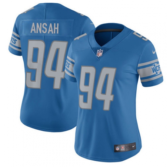 Women's Nike Detroit Lions 94 Ziggy Ansah Elite Light Blue Team Color NFL Jersey