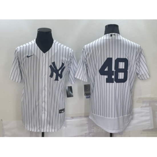 Men's New York Yankees 48 Anthony Rizzo White No Name Stitched MLB Flex Base Nike Jersey