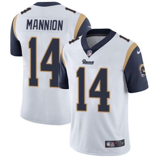 Men's Nike Los Angeles Rams 14 Sean Mannion White Vapor Untouchable Limited Player NFL Jersey