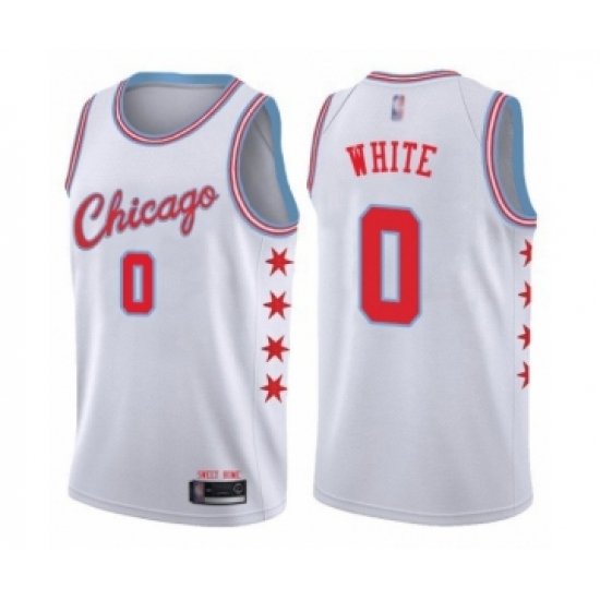 Men's Chicago Bulls 0 Coby White Authentic White Basketball Jersey - City Edition