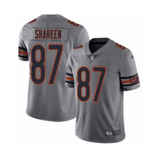 Men's Chicago Bears 87 Adam Shaheen Limited Silver Inverted Legend Football Jersey