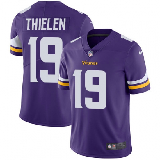 Men's Nike Minnesota Vikings 19 Adam Thielen Purple Team Color Vapor Untouchable Limited Player NFL Jersey